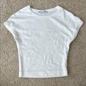Zara White Short Sleeve Top